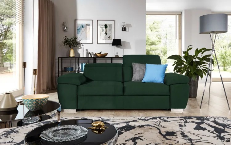 Canapea Rosi Napoli 12 Extensibila cu Arcuri Ondulate si Spuma Poliuretanica, 3 Locuri, Suprafata de Dormit 195x140 cm, tapitata cu Stofa Water Repellent/Easy Clean, Tetiere Reglabile, l216xA105xH78 cm