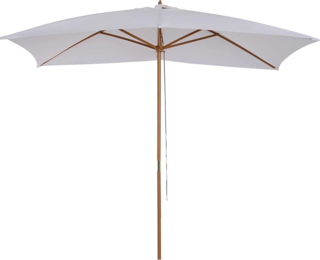 Outsunny Umbrelă de Grădină 2x3m Parasolar Impermeabil din Lemn Lacuit cu Copertină Detașabilă Alb | Aosom Romania