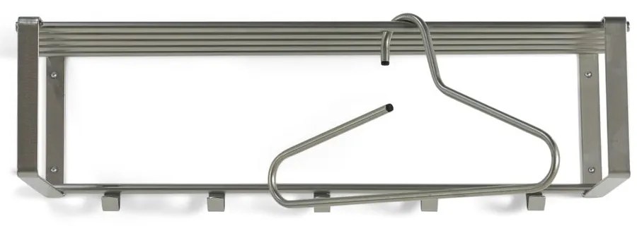 Cuier de perete argintiu cu raft din metal 70 cm Rex – Spinder Design