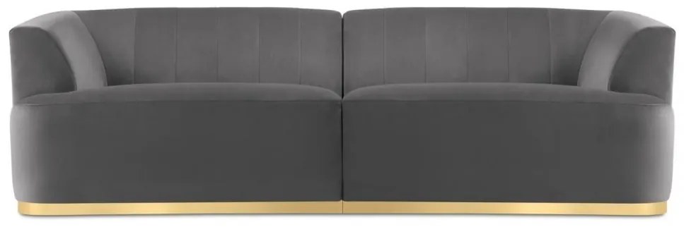 Canapea cu 3 locuri Goct cu tapiterie din catifea, gri inchis