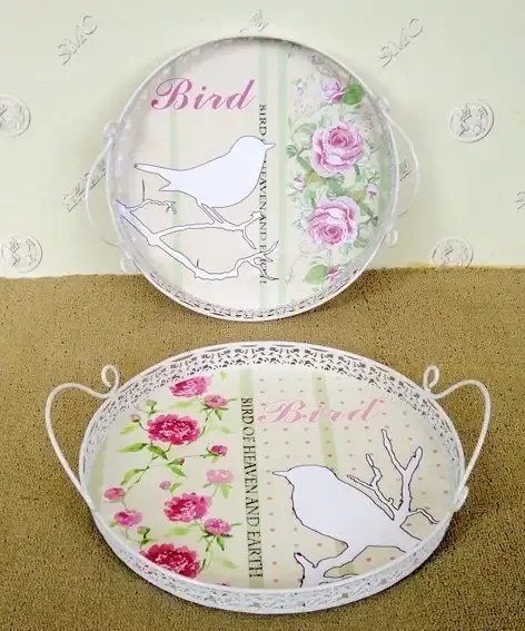 Set 2 tavi servire metal Bird Homs 39 x 34 x 9 cm