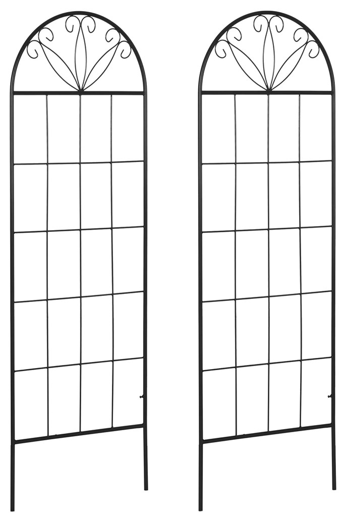 Outsunny Trelis pentru grădină set de 2 suport pentru plante agățătoare din metal - 51 x 152 cm negru | Aosom Romania