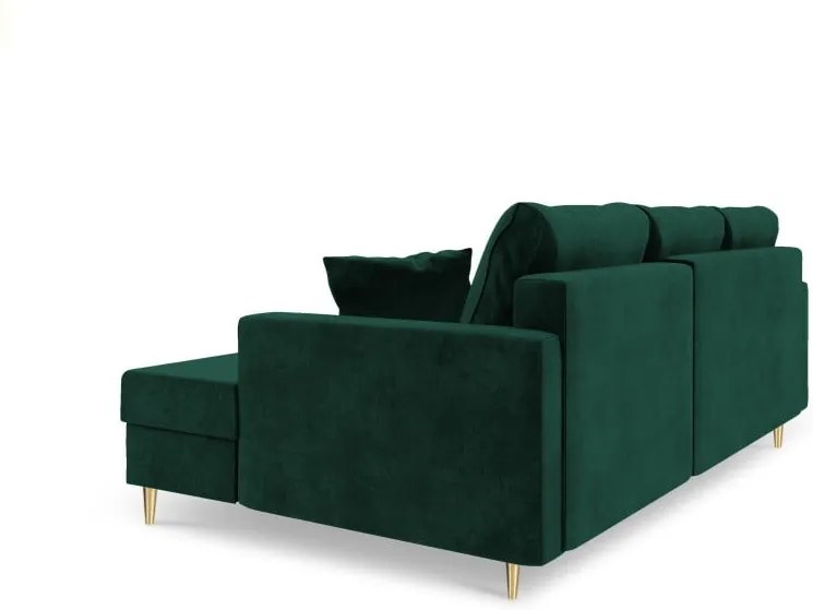 Canapea extensibilă cu spațiu de depozitare Mazzini Sofas Muguet, pe partea stângă, verde