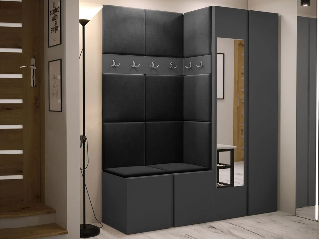 Mobilier hol Tovenaz XII (grafit + Negru) (cu oglindă). 1104828
