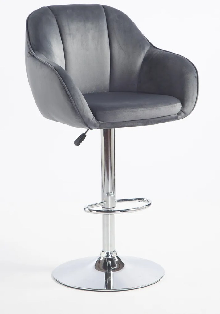 HR2055W Scaun Grafit din Catifea cu Bază Cromata