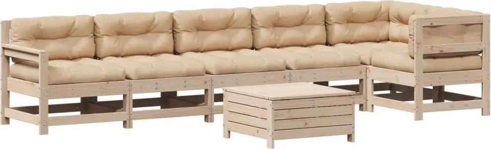 vidaXL Set mobilier de grădină cu perne, 7 piese, lemn masiv de pin