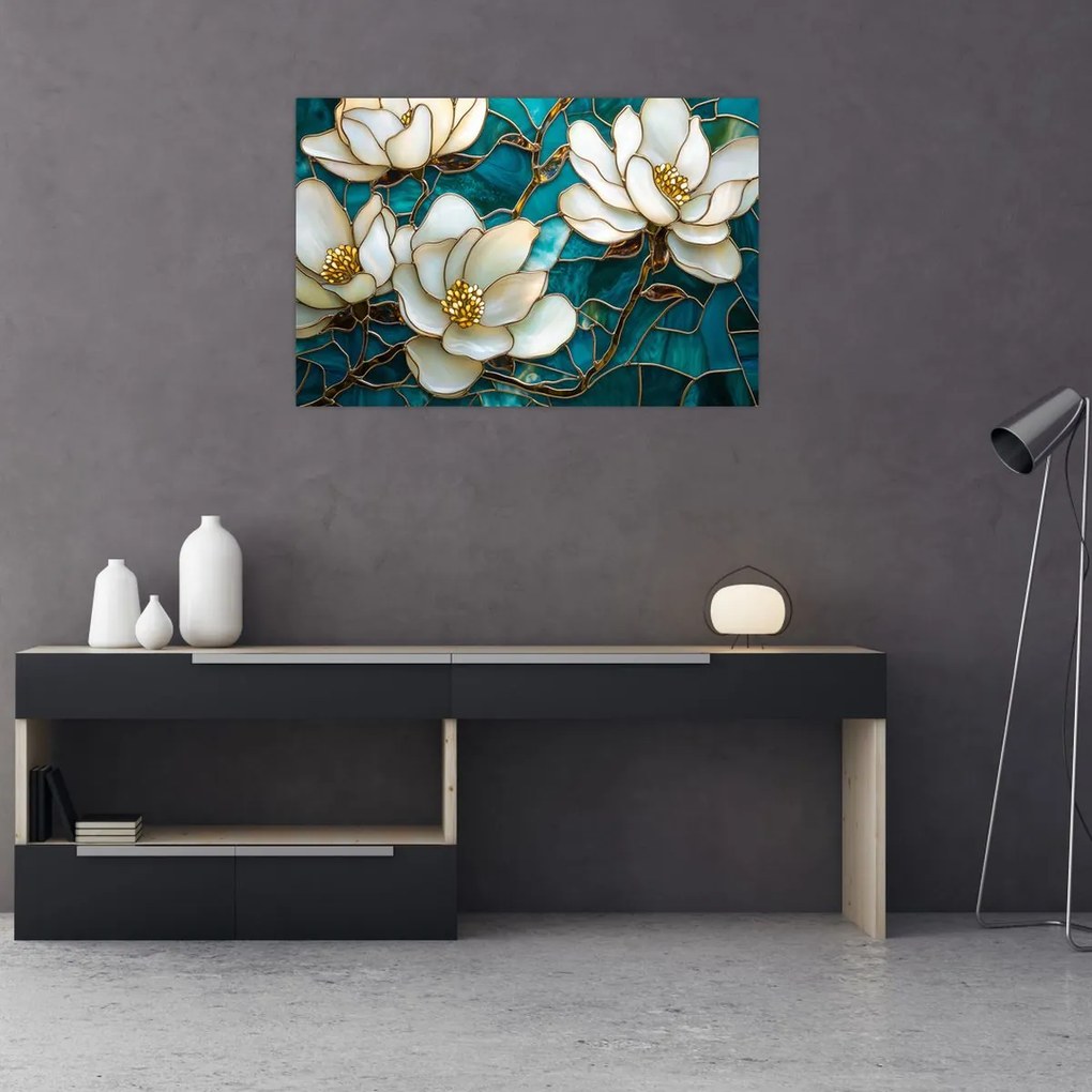 Tablou - Vitraliu cu magnolie (90x60 cm)