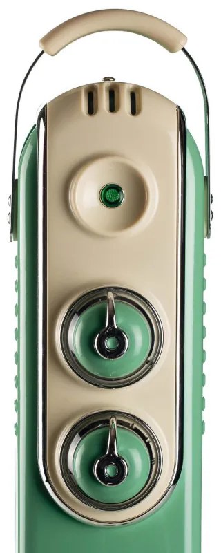 Calorifer electric cu ulei Ariete VINTAGE 0837/14, 1500W, 7 elementi, 3 trepte, Rotite pivotante 360°, Maner, Verde