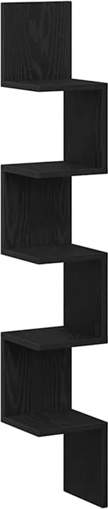 vidaXL Raft de colț Stejar Negru 20 x 20 x 127,5 cm Lemn compozit