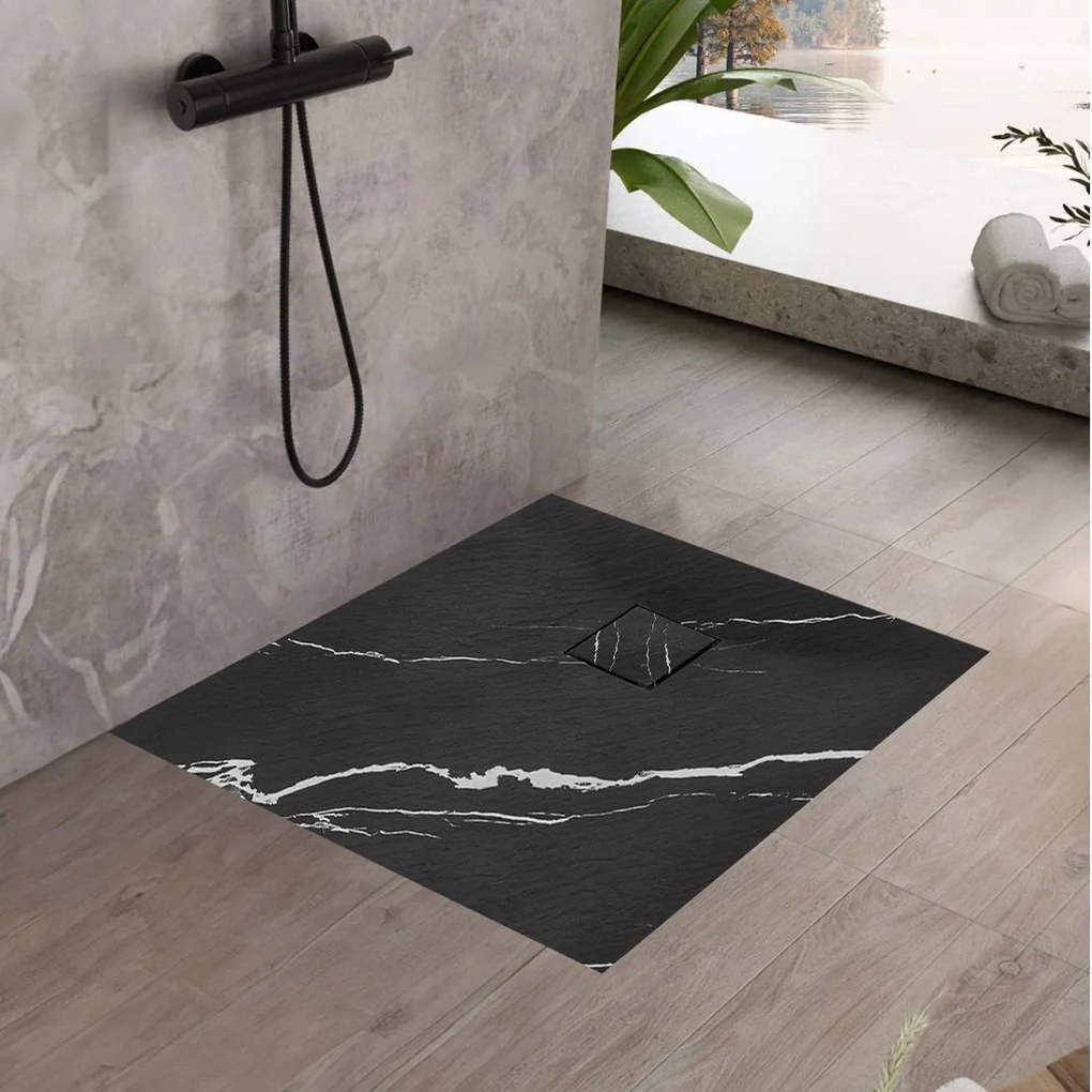 Cadita de dua Magnum Carrara neagra 90x90