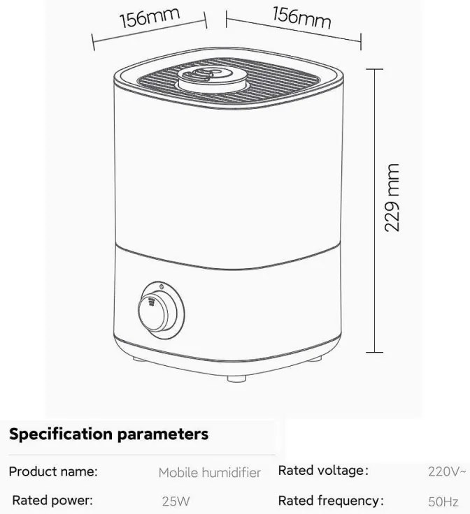 Umidificator de aer Xiaomi Lydsto F100S, 25W, 2,5 L, 3 trepte, 200 ml / h, Afisaj, Mod noapte, Timer, Alb