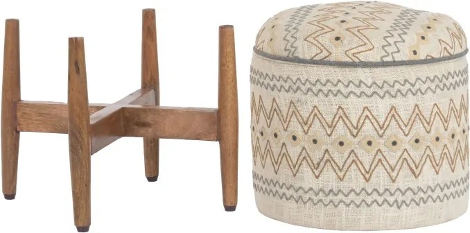Taburet din lemn de mango cu broderie manuala " Brodery "