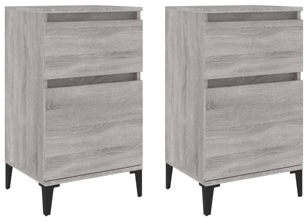 819721 vidaXL Noptiere, 2 buc., gri sonoma, 40x35x70 cm