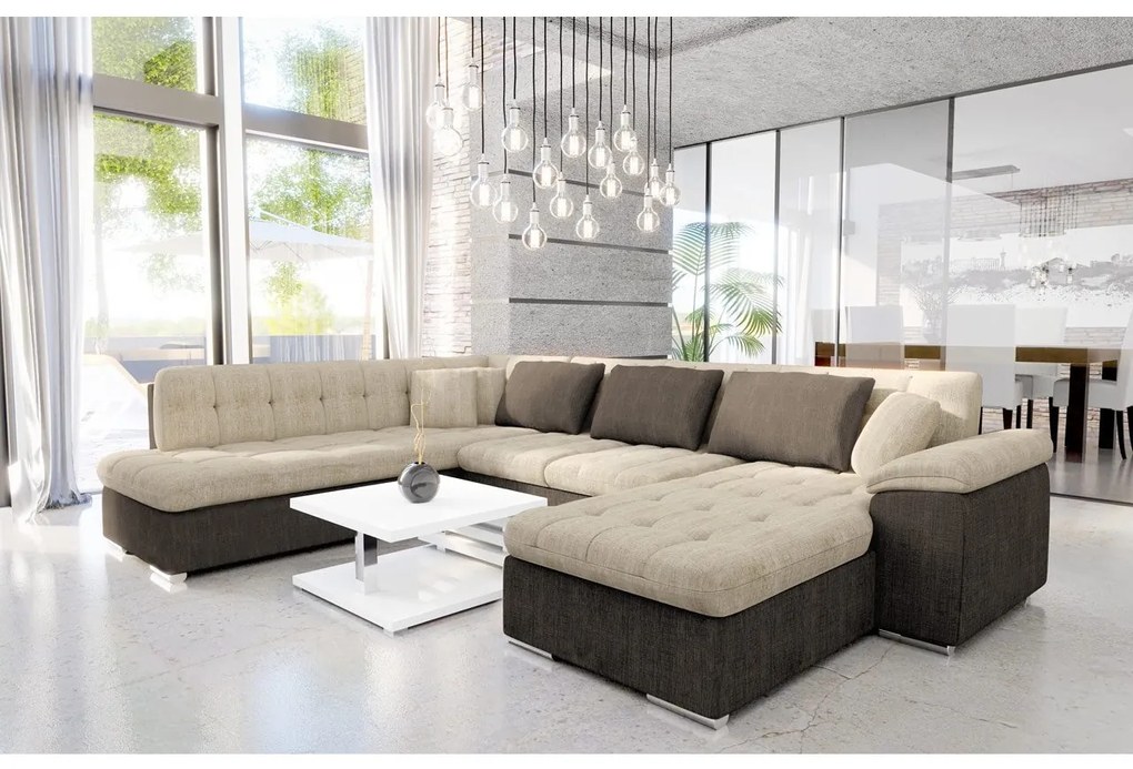 Colțar în formă de U Talina cu funcție de dormit (S) (piele ecologică Soft 017 + Lawa 05). Promo -17%. 1058589