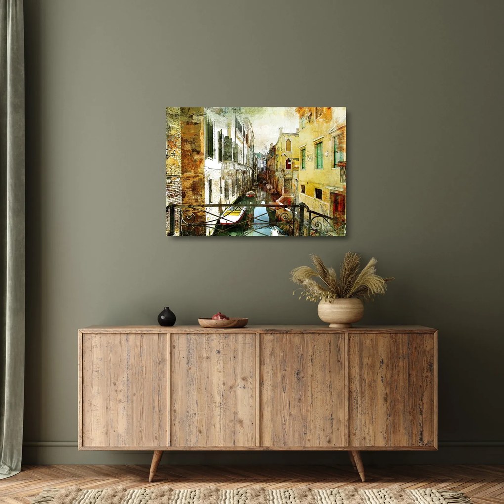 Tablou pe sticlă - Strada din Veneția (70x50 cm)