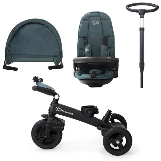 Tricicletă pentru copii 5v1 EASYTWIST verde/neagră KINDERKRAFT