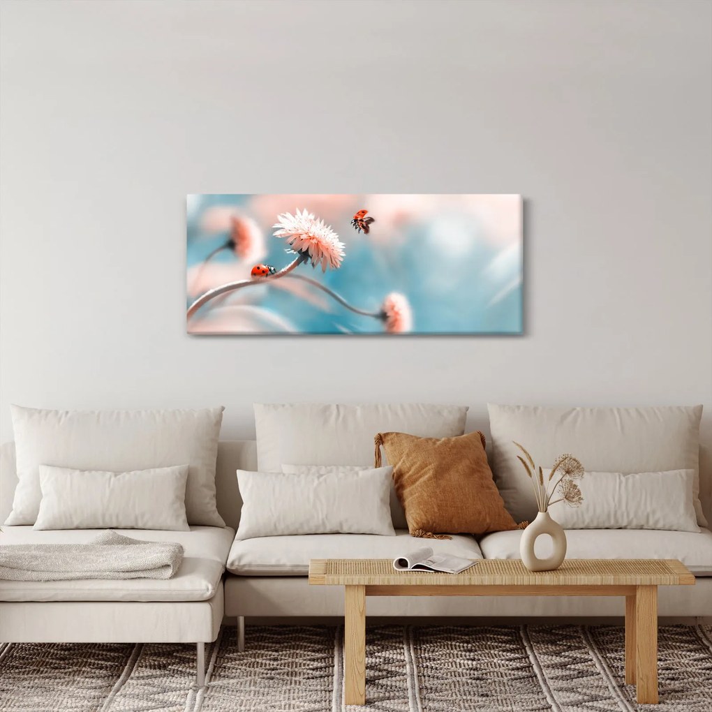 Tablou - Buburuze pe floare (120x50 cm)