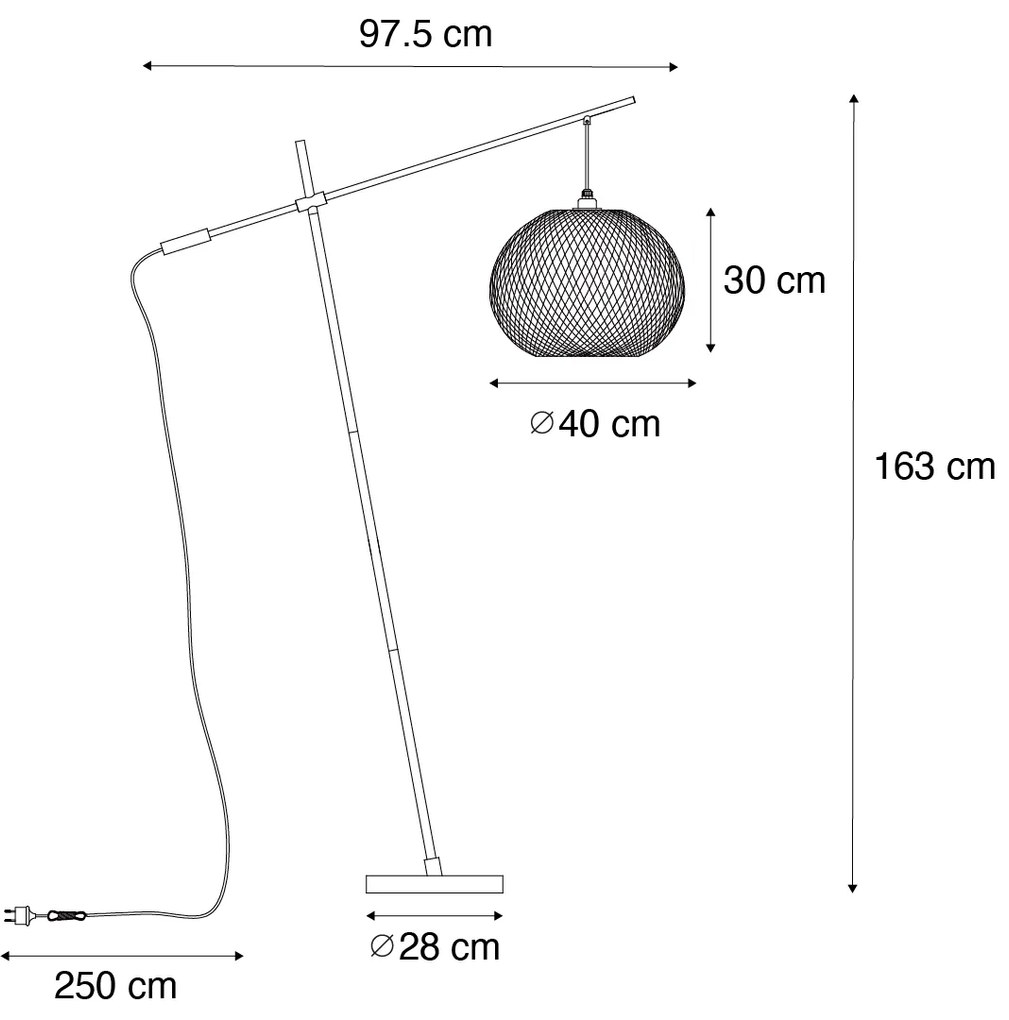 Lampă de podea pentru exterior orientală din bambus IP44 - Rafael