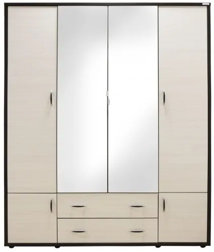 Dulap Torino cu oglinzi, 165 x 54 x 202 cm, Wenge / Brad