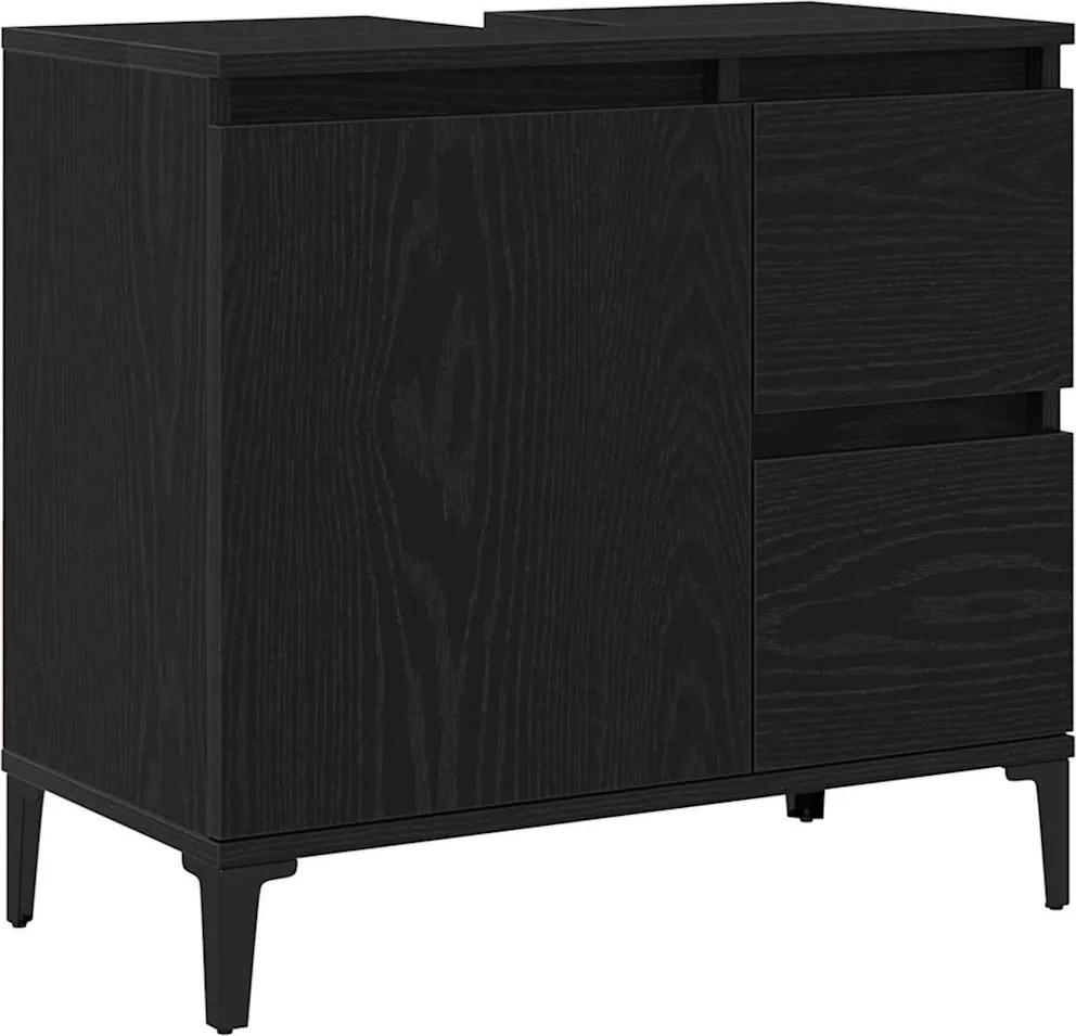 vidaXL Dulap de Baie cu ușă Stejar Negru 65 x 33 x 60 cm Lemn compozit