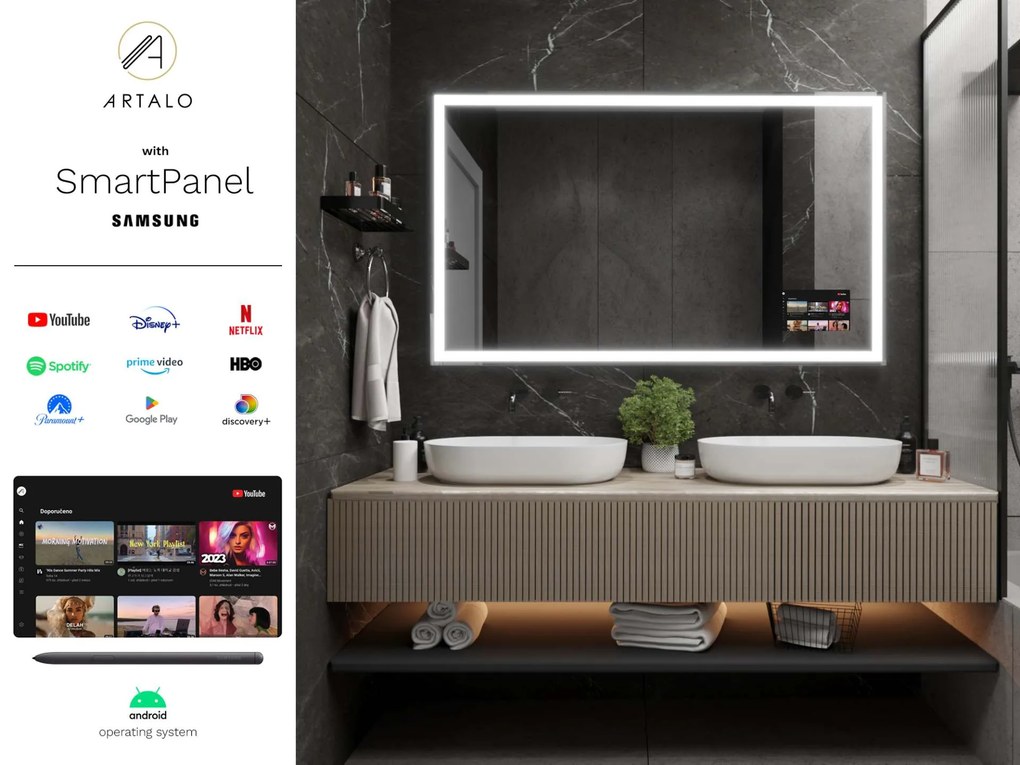 SMART oglindă LED cu iluminare M1 premium + Samsung SmartPanel