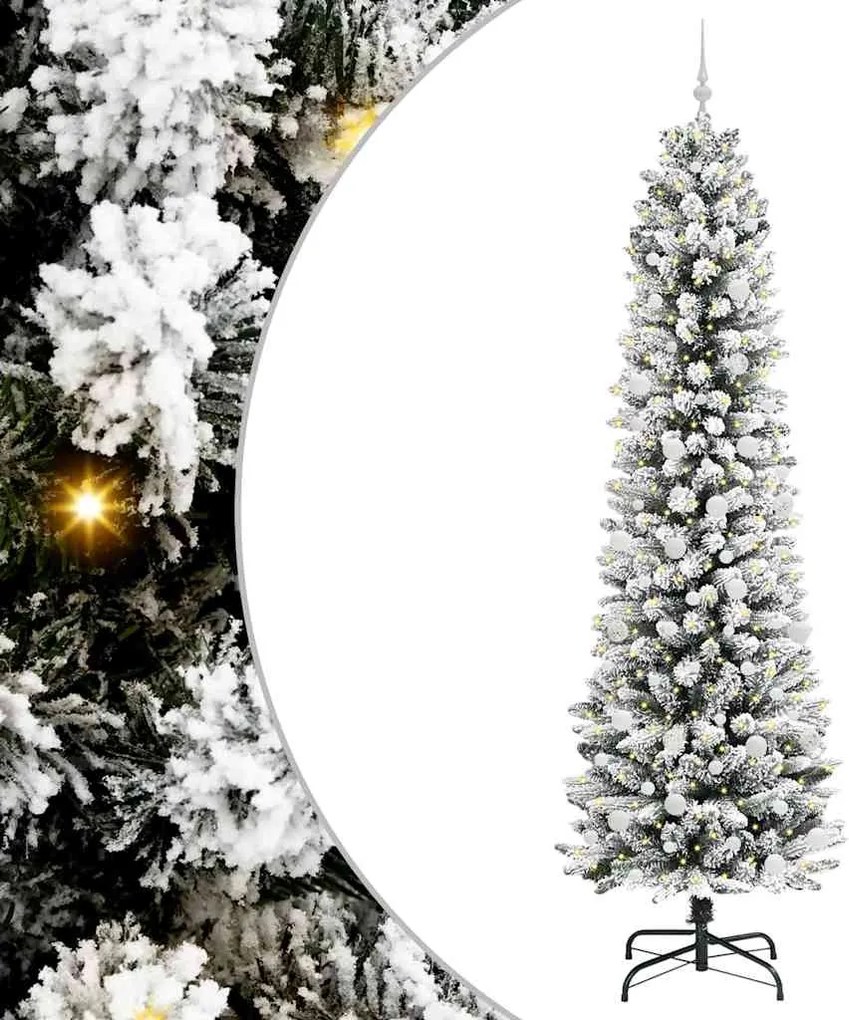 vidaXL Brad de Crăciun artificial Alb 240 cm PVC și metal și plastic