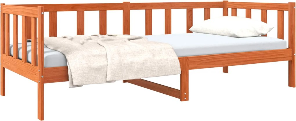 vidaXL Cadru de pat Maroniu cerat 90 x 190 cm Lemn de pin masiv