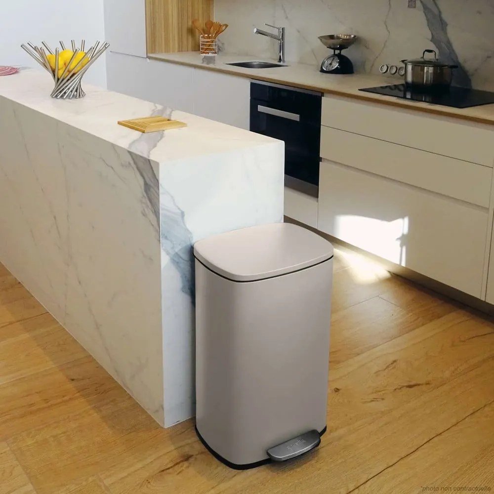 Coș de gunoi taupe cu pedală din oțel 50 l Akira – Spirella