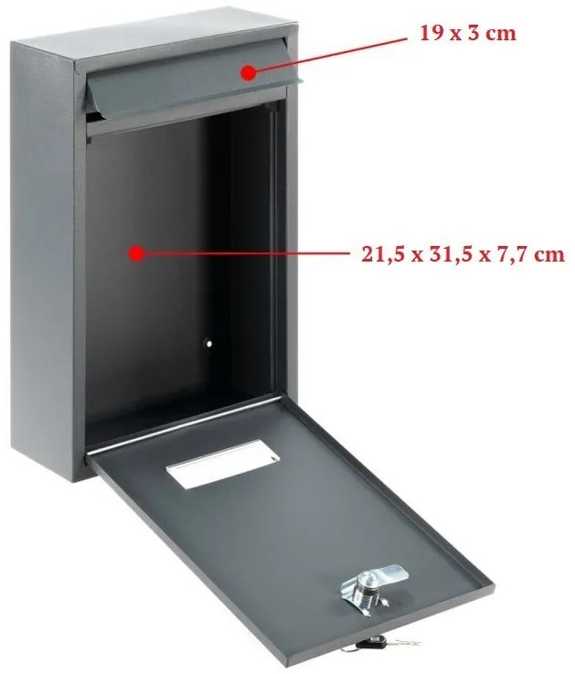 Cutie poștală de perete ELI, oțel, antracit, 2 chei