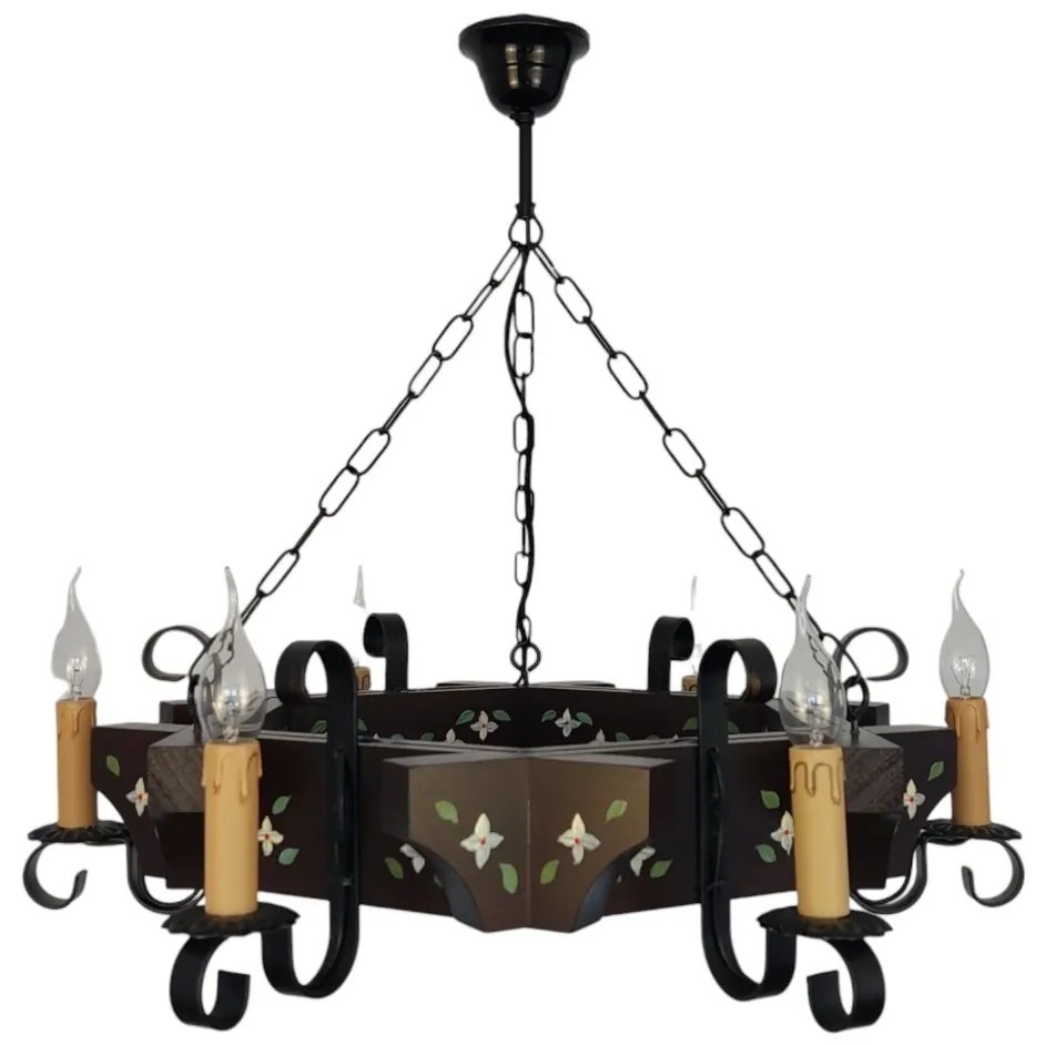 Candelabru fabricat manual din lemn pictat Queen 6L