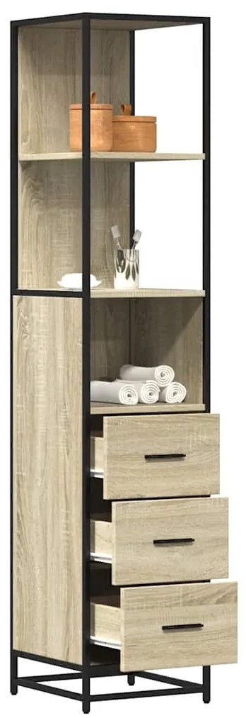 vidaXL Dulap de baie, stejar sonoma, 35x37,5x166 cm, lemn prelucrat