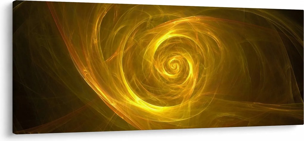 Tabloul cu spirala abstractă în galben (120x50 cm)
