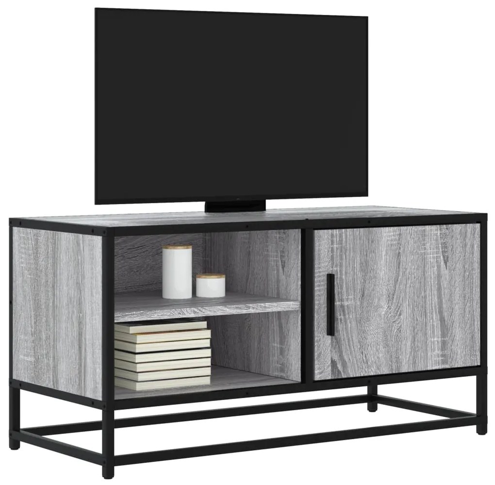 vidaXL Dulap TV, gri sonoma, 80x34,5x40 cm, lemn prelucrat și metal