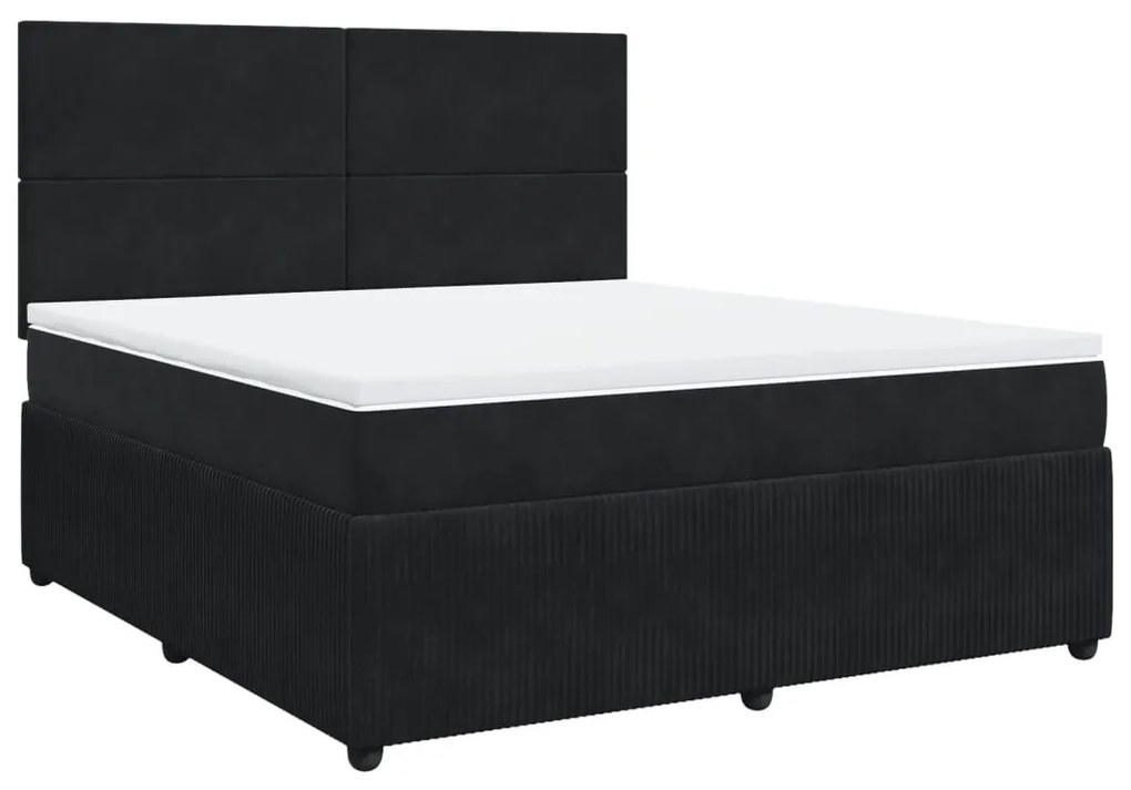 3292402 vidaXL Pat box spring cu saltea, negru, 180x200 cm, catifea