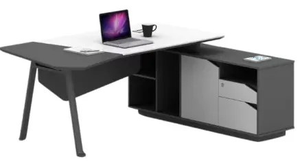 Masă birou cu dulap lateral ,picioare metalice ,design modern și elegant ,calitate premium , dimensiuni 2000*1400*750