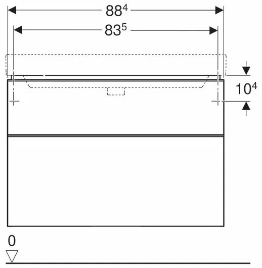 Dulap baza pentru lavoar suspendat Geberit Smyle Square nuc 2 sertare 89 cm