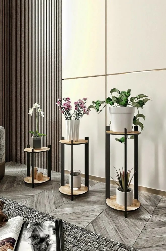 Suport pentru flori Flower Desk Round - Oak