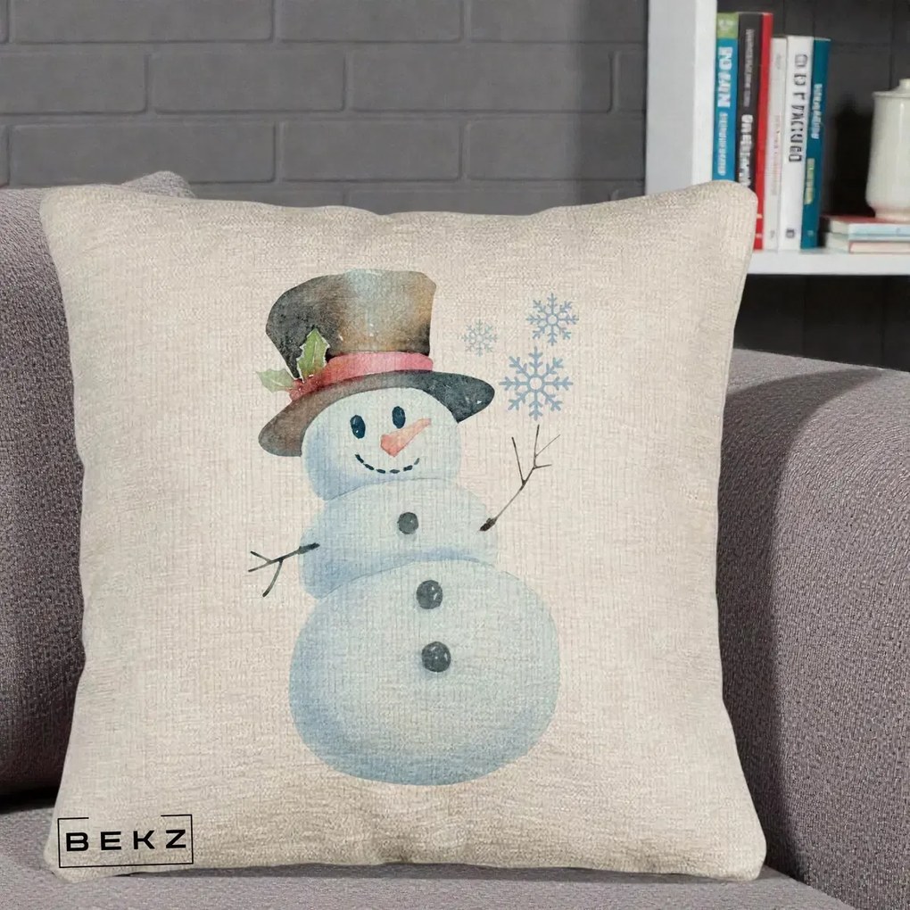Perna Decorativa Om de Zapada cu Joben si Vasc, 40x40 cm, Bej Canapea, Husa Detasabila, Perna Inclusa, BEKZ®