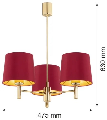 Lustră pe tijă PONTE PLUS 3xE27/15W/230V roșu Argon 6266