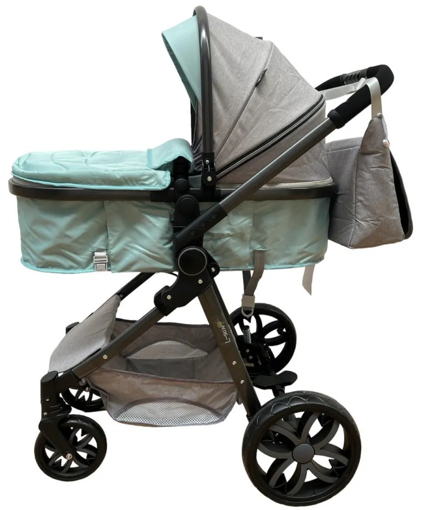 Carucior 2 in 1 cu cos de cumparaturi, transformabil, ușor și practic pentru copii 0-36 luni - CPC-34-bleu