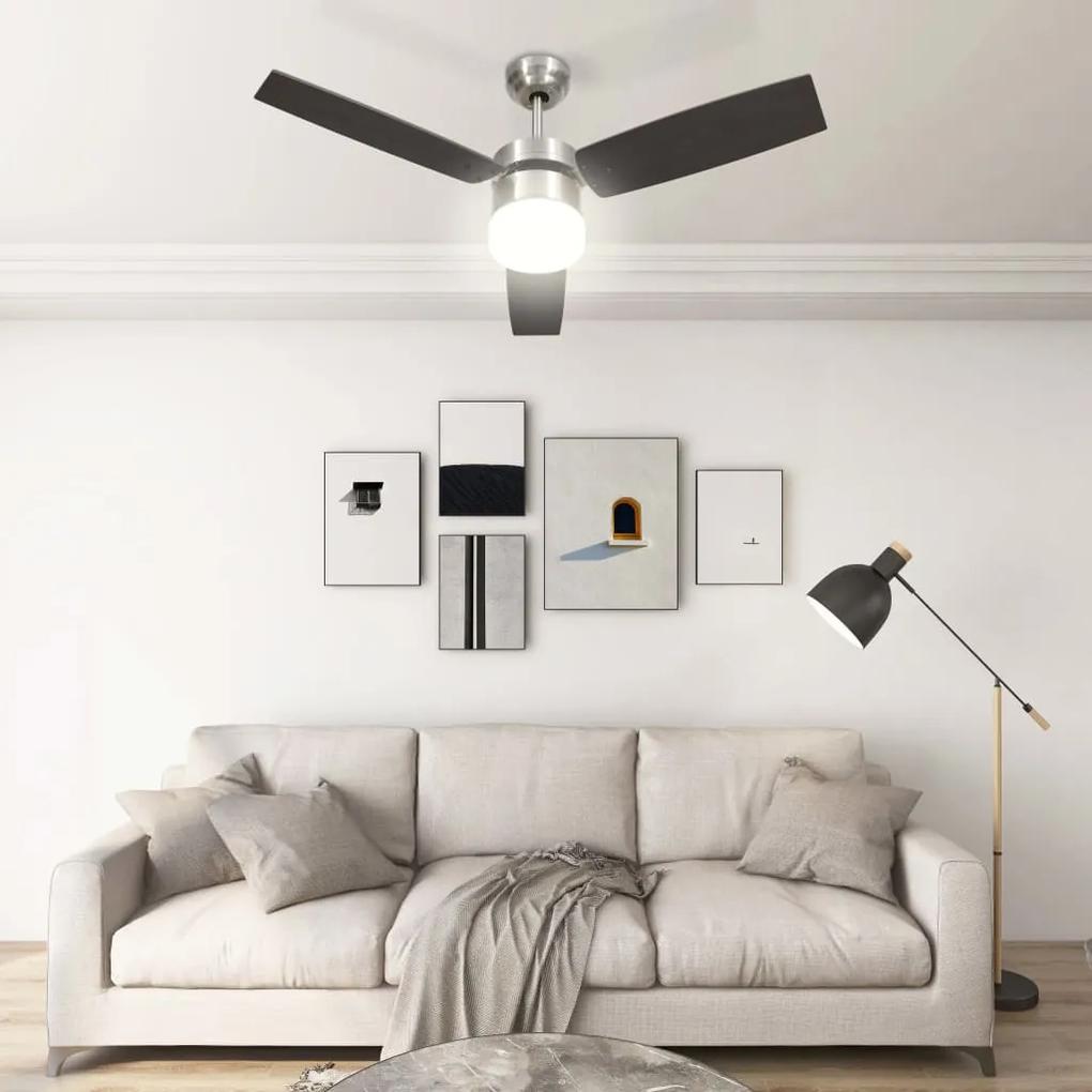 Ventilator tavan cu iluminare si telecomanda, maro inchis,108cm Maro inchis, O 108 x 42.5 cm