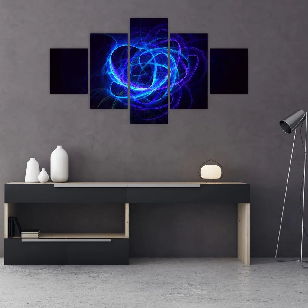 Tablou cu ghem  albastru  abstract (125x70 cm), în 40 de alte dimensiuni noi