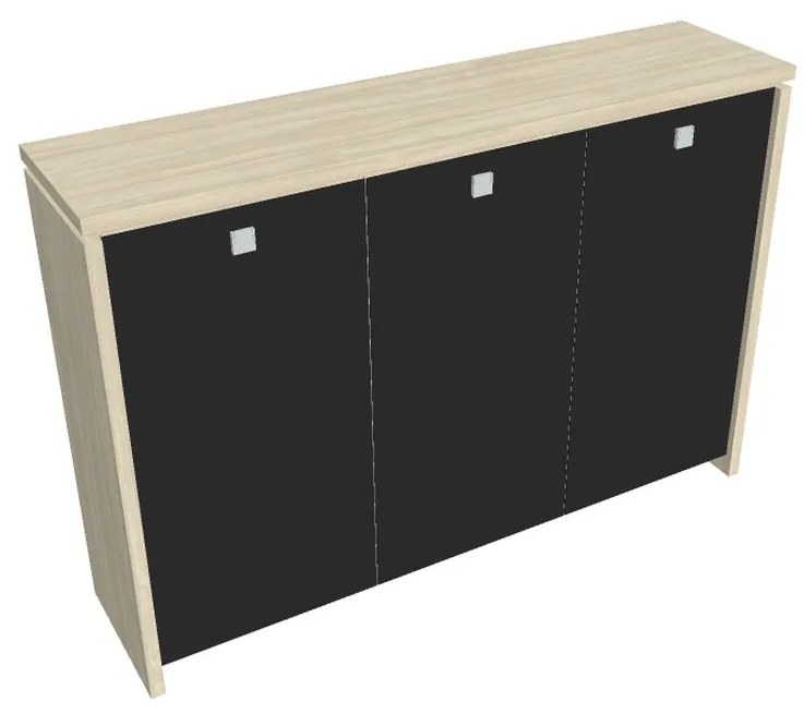 Dulap mediu pentru haine Verno 188 x 46 x 130 cm, uși de sticlă, salcâm / negru
