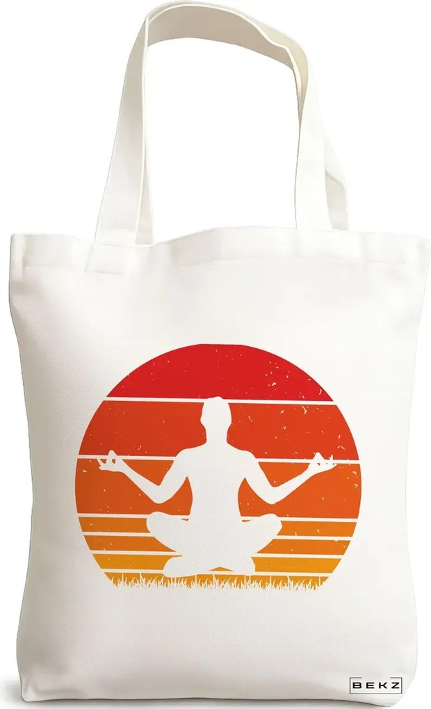 Sacosa de Panza pentru Cumparaturi, Geanta Tote Yoga 11, 38x34.5 cm, Alba, BEKZ®