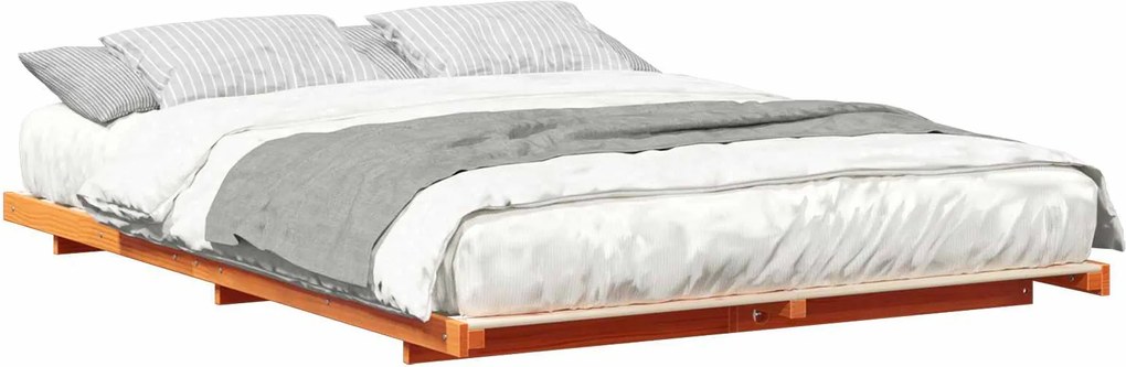 vidaXL Cadru de pat de podea Maro ceruit 160 x 220 cm