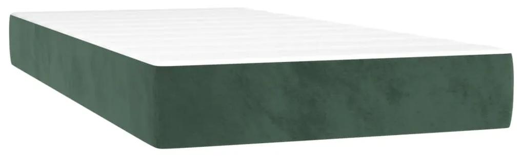 Pat box spring cu saltea, verde inchis, 80x200 cm, catifea Verde inchis, 80 x 200 cm, Culoare unica si cuie de tapiterie
