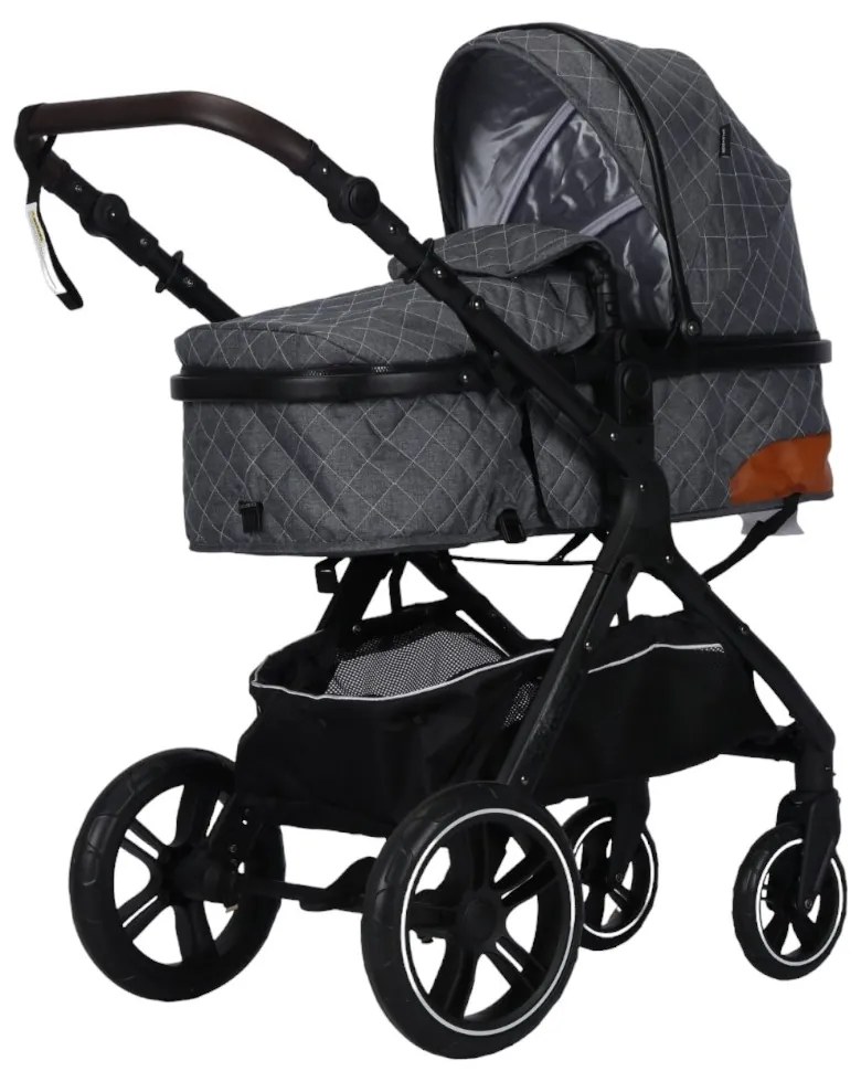 Carucior nou nascuti 2 in 1 NOVOKIDS™ X1000 series, Cu geanta bebe, Cadru Aluminiu, Amortizoare, Roti din cauciuc plin AVE, Landou, Spatar reglabil 3