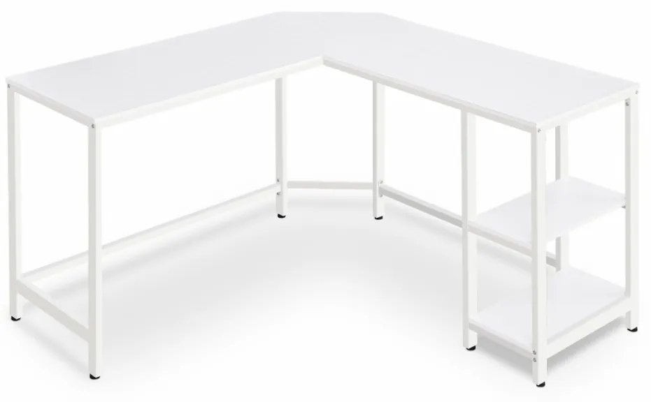 Birou in forma L, 138 x 138 x 76 cm, PAL melaminat / metal, alb, Vasagle