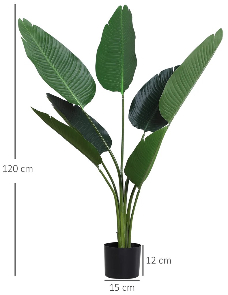 Outsunny Planta Artificiala Pasarea Paradisului Inalta 120cm, Planta Artificiala Strelitzia pentru Interior si Exterior cu Ghiveci | Aosom Romania