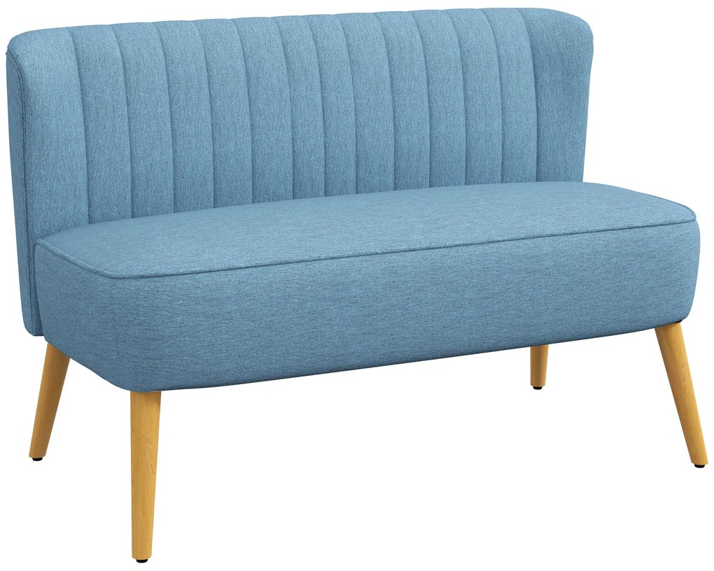 HOMCOM Canapea de 2 locuri în stil retro, captuseală moale, husă ușor de întreținut, până la 150 kg, 117 x 56,5 x 77 cm, Albastru | Aosom Romania